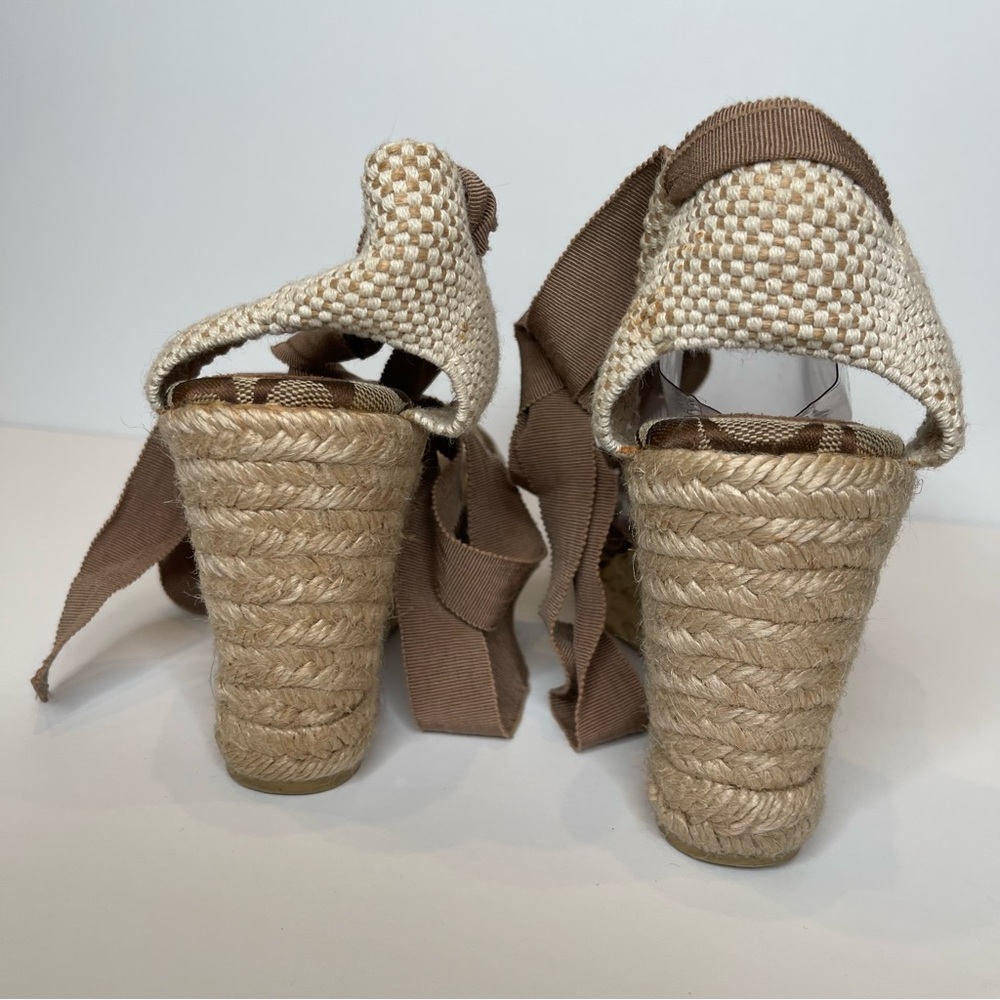Coach wedges in neutral color. Brown lace up Sandals Sz 9 - Picture 4 of 11